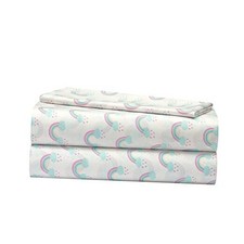 3 Piece Sheet Set   Print   Includes Flat Sheet, Fitted Sheet  Twin Rainbow