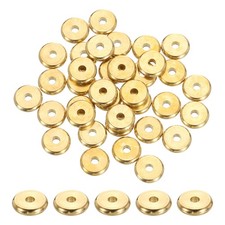 50Pcs Brass Spacer Beads 8mm Flat Round Beads Metal Heishi Bead Gold