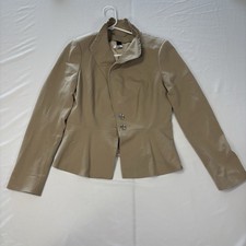 White Black Womens Blazer Jacket Size 4 Tan Fitted Stretch Career