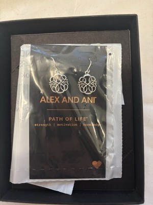 Alex and Ani Path of Life Silver Dangle Earrings Round French Wire Metal