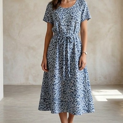 Gerard Darel Linen Midi Dress Size 3 (Womens Large) Blue Abstract Belted Paris | eBay Gerard Darel Linen Midi Dress Size 3 (Womens Large) Blue Abstract Belted Paris | eBay