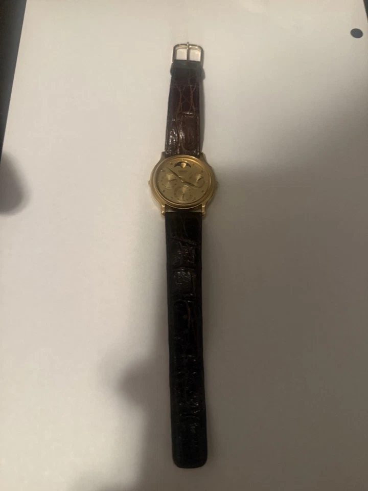 1983 SEIKO Moon Phase 7A48-702A Gold Dial Quartz Men's Watch Vintage 37mm binx22 - Image 3 of 4