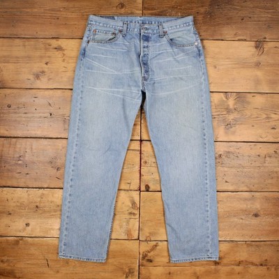 Levis 501 Jeans 36x31 Herren 00s Blau Regular Straight Light Stonewash Denim
