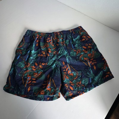 Vtg 80's Esprit Campus Tropical Print Nylon Swim Surf Beach Shorts Size Large 