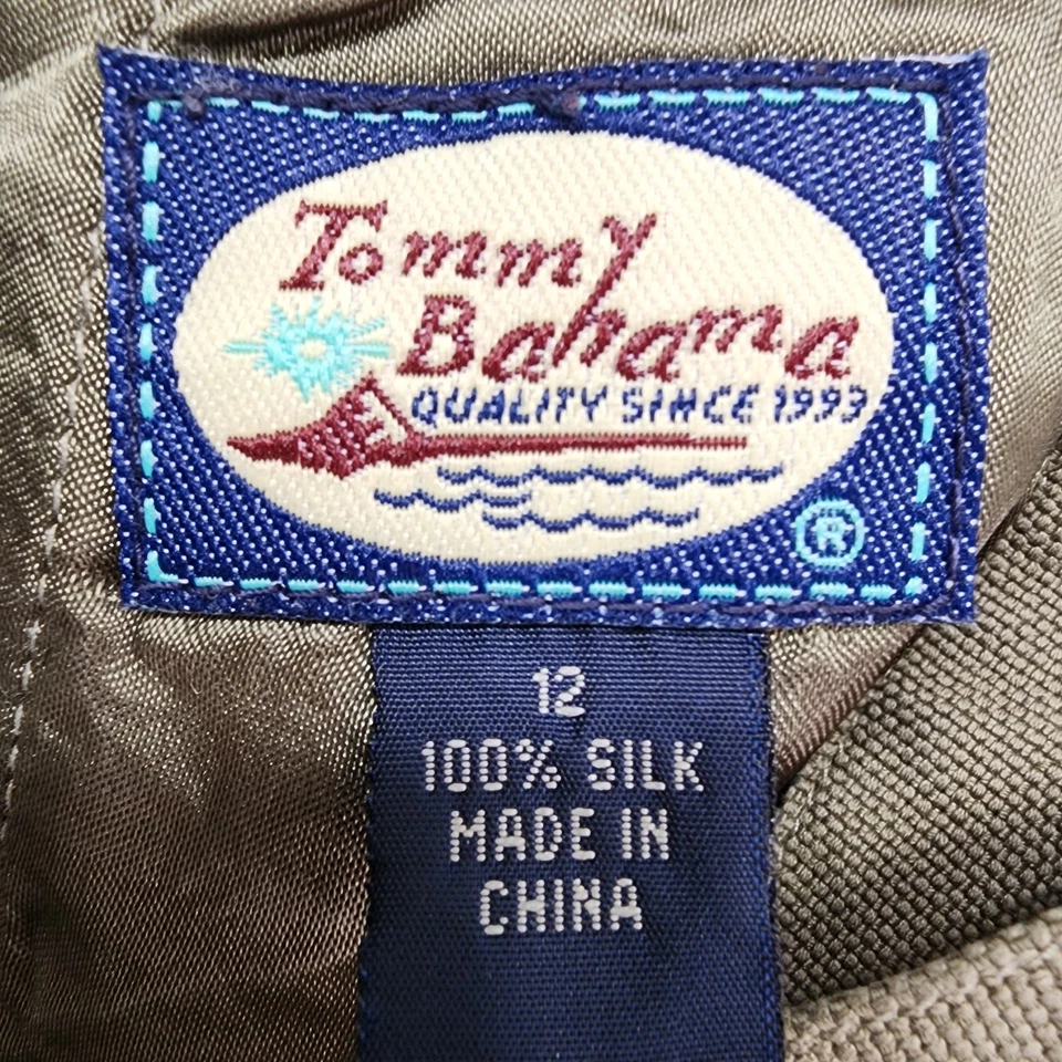 Shorts feminino vintage Tommy Bahama 12 verde seda plissado cintura alta resortwear - Imagem 3 de 4