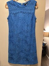 Karl Lagerfeld Paris Blue Rose Floral Sheath Stretch Lined Lace Dress Size 10