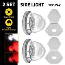 Watermelon Red White LED Side Signal Trailer Light Lamp+Stainless Steel Brackets