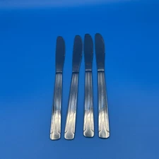 60's Utica MCM Dinner Knives (4) Geometric Pattern Stainless Flatware