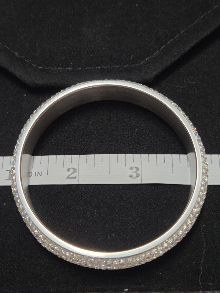 Brazalete Brazalete Acero Por Diseño Pavé Cristal Transparente Excelente Estado Foto 3 de 4