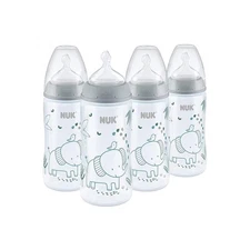 NUK Smooth Flow Anti Colic Air Vent 10 oz Baby Bottle set - Elephant Lot of 4
