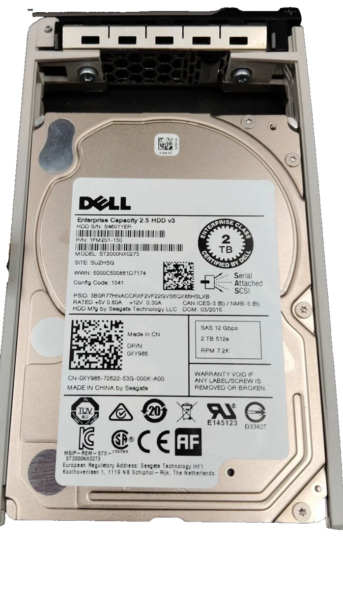 Dell Internal Hard Disk Drives 2.5 in Form Factor 2TB Storage