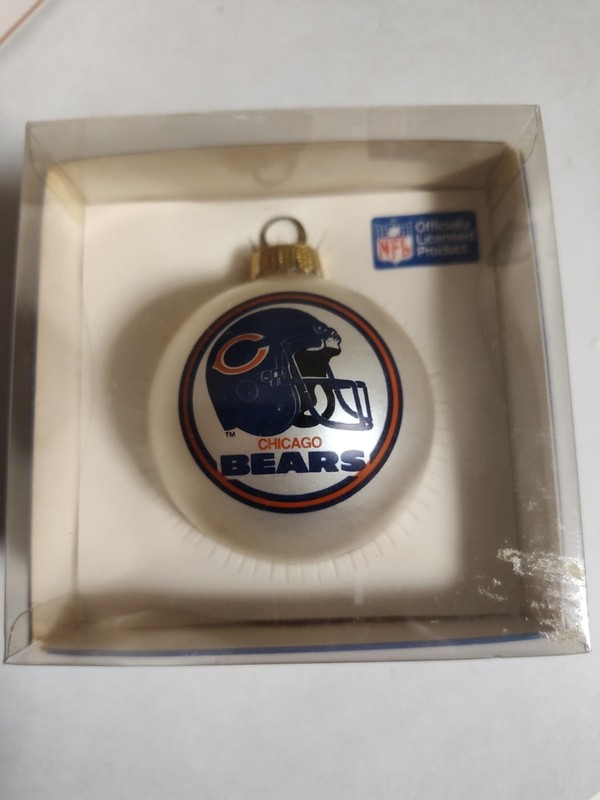 Chicago Bears Real Glass Christmas Tree Ornament Rare Vintage Sports Collectors