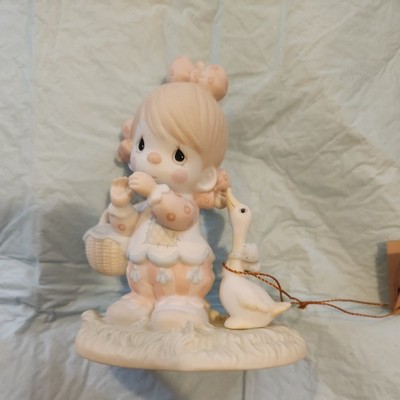 1985 PRECIOUS MOMENTS Waddle I Do Without You #12459 Girl with Goose  NIB