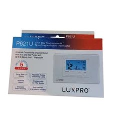 LuxPro P621U Thermostat for Heat & AC and Heat Pumps 2 Stages Heat 1 Stage Cool