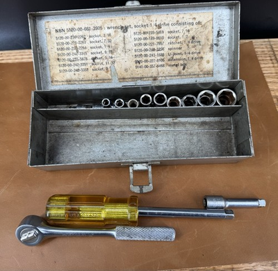 #ad Vintage Military Husky Tools 1 4quot; Drive Socket Set In Metal Box Made in U.S.A. $59.99