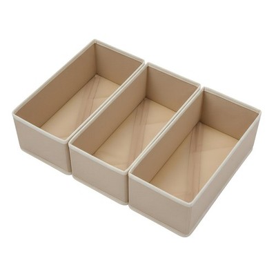 Bructhun Sock Drawer Organizer 3 Pack - Collapsible Fabric Storage Bins Khaki