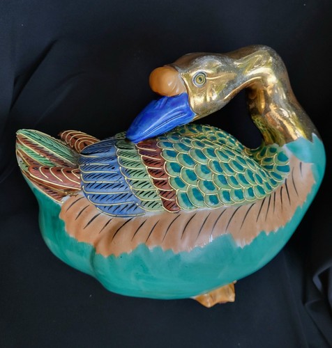 Vintage Andrea By Sadek Japanese Porcelain Clay Kutani Goose Mandarin Duck Mint - Picture 3 of 15