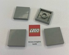 Mattoncini Lego vintage vecchio grigio 2x2 piastrella piatta piastra senza borchie 3068 - set spaziali - 7A