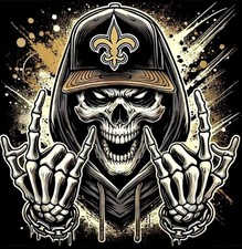2 New Orleans Saints Radical Skull Waterproof Vinyl Stickers 4.2x4 Car Decals