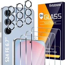 Glass Screen Protector 3 Pack + Camera Lens Protectors 9H Tempered Glass