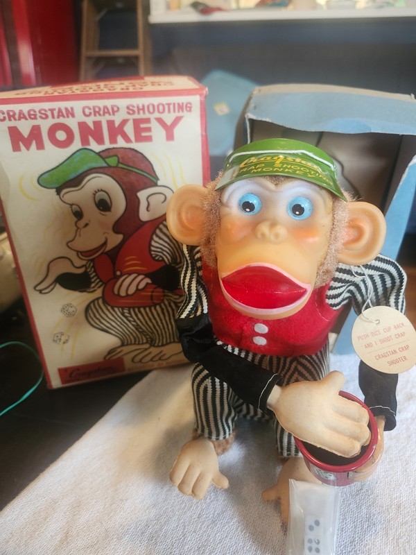 battery operated CRAGTAN CRAP SHOOTING MONKEY COMPLETE WORKING