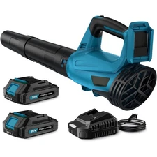 Cordless Leaf Blower Kit: 2 Batteries, Charger, 450CFM Turbo, 2-Speed Easy Assem