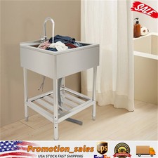 Laundry Stainless Steel Single Bowl Laundry Sink Commercial Sink With Faucet