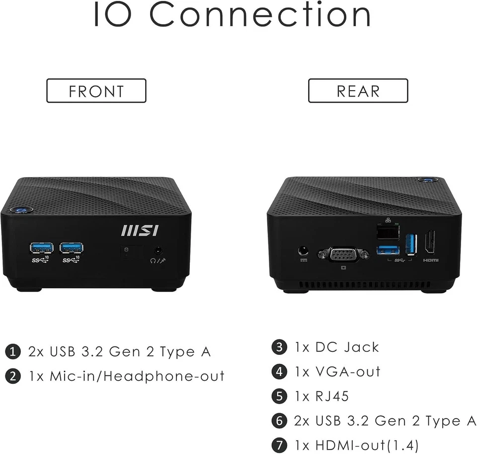 MSI Cubi Intel Silver Barebone PC No HDD No MEM  Win 11 Compatible HDMI - Image 3 of 4