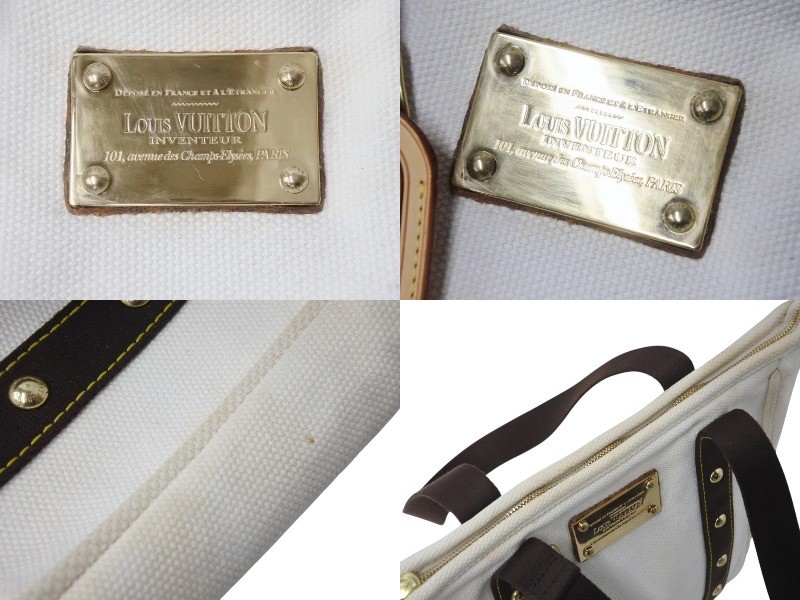 Louis Vuitton M40036 Antigua Hippo MM Shoulder Bag Canvas Ecru Used image 9