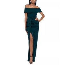 XSCAPE Off-The-Shoulder Gown Pine 12