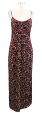 Vtg 90s Y2k Burgundy Floral Burnout Velvet Maxi Dress Size 11 / 12 Prom Party M