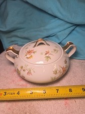 Haviland Limoges Two Handle Sugar Bowl W Lid Autumn Leaf Design GOLD Accents