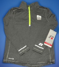 Russell Athletic Boy Quarter Zip Pullover Training Sweatshirt Gray Top XS S M L