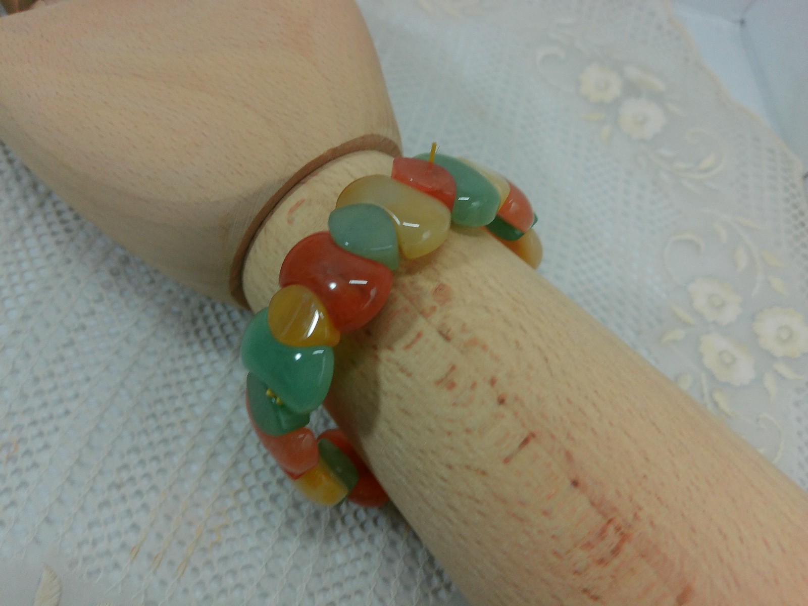Jade Multi Colored Stone Overlapping Circles Chun… - image 22