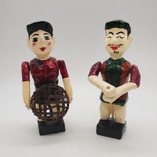 VIETNAMESE WATER PUPPETS SET OF 2 - STRING JOINTED Man missing pole