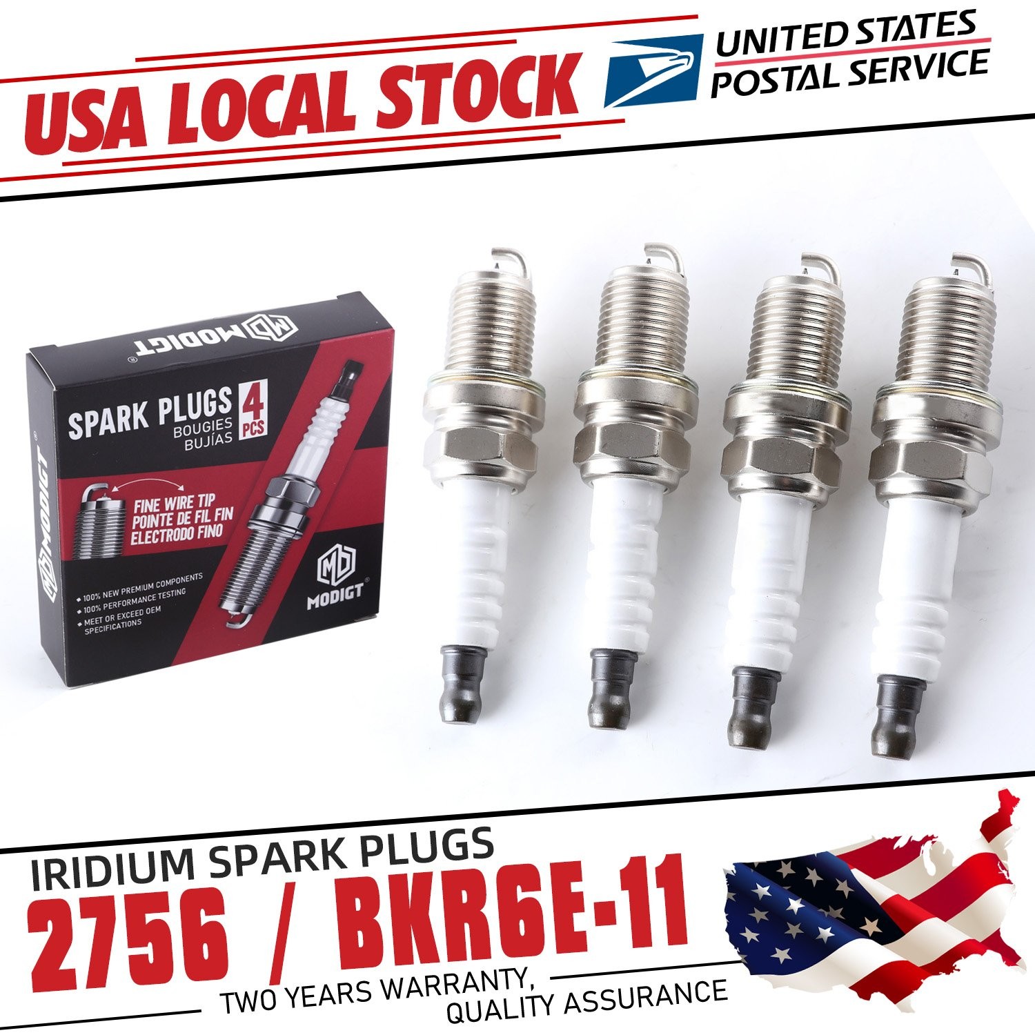 4PCS OEM Spark Plug Replace For NGK 2756 / BRK6E-11 For Dodge Ford Chrysler GMC