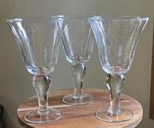 Set Of 3 Artland Iris Bubble Glass Stemmed Goblets