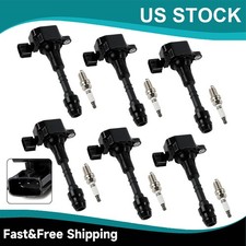 6 Pack Ignition Coil UF349 Spark Plug For Nissan Altima Maxima Quest Murano 3.5L