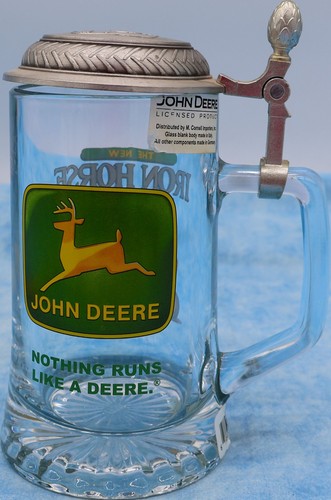 John Deere Glass Beer Stein Lid Germany Italy Licensed