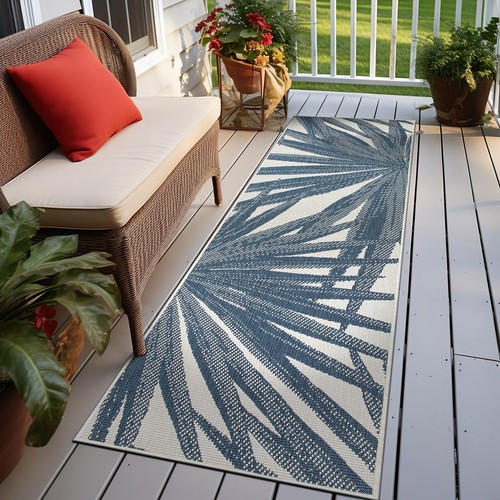 Rugshop Patio Rugs Tropical Leaves Nature Inspired Reversible Indoor/Outdoor Rug - Picture 8 of 10