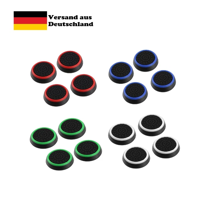 4x Controller Thumbstick Gummi Kappen Grip Aufsätze Silikon Xbox PS4 PS5