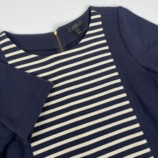 J Crew Dress Women's Size 6 Stripe Knit Shift Navy Blue Office Career Formal