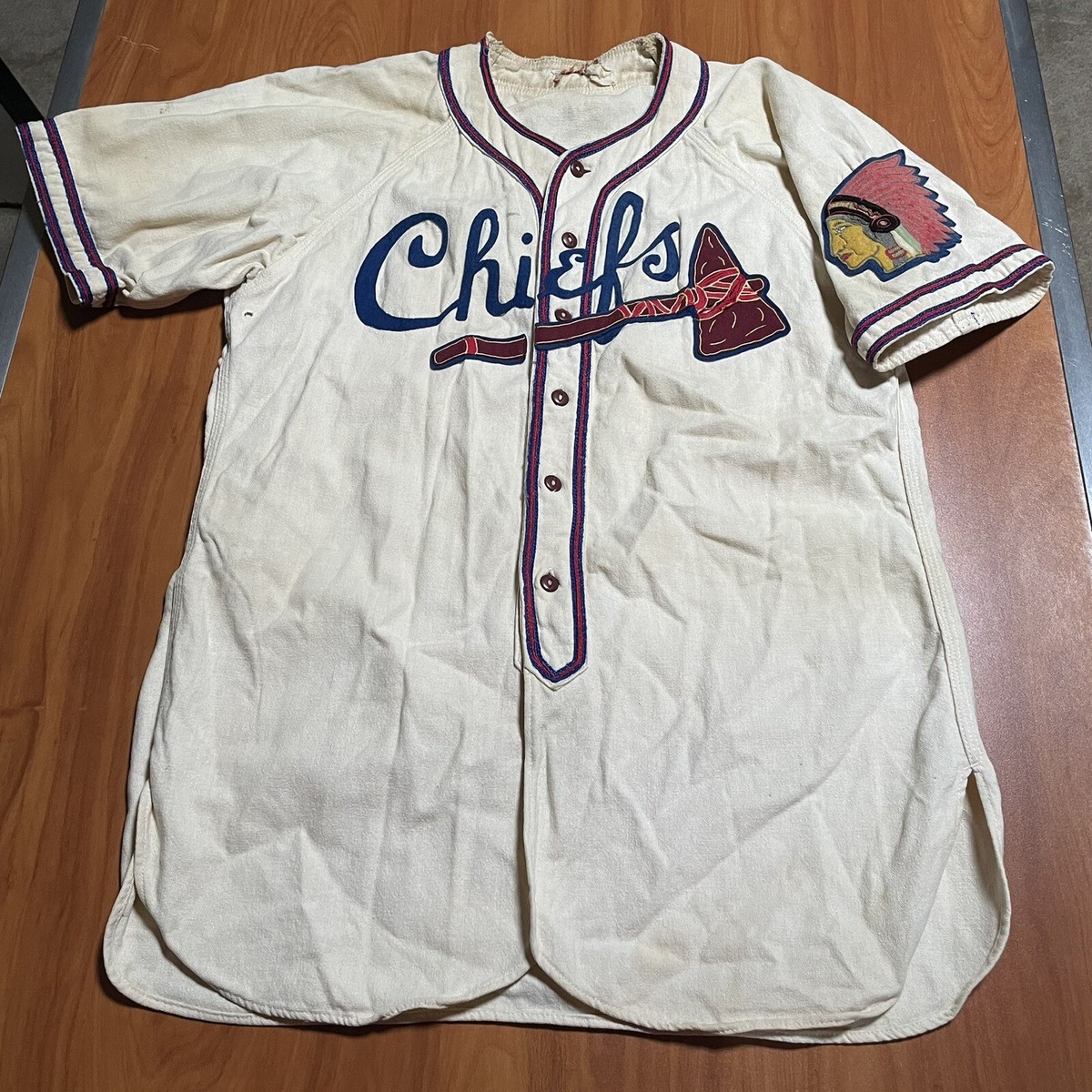 Game Worn Hartford? Chiefs 1946 Flannel Baseball Jersey Used