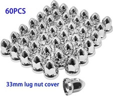 33mm Chrome Lug Nut Covers Abs Plastic 60 Pack Push On Bullet For Semi Trucks