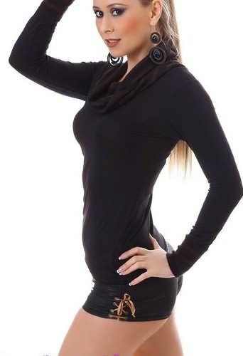 Sexy Miss Women's Sweater Pullover Shirt Turtleneck Knit 34/36/38 Black - Picture 4 of 23