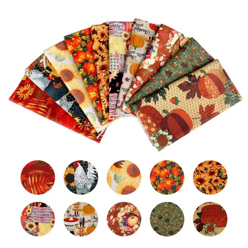 10pcs Thanksgiving Fabric 20x20inch/50x50cm Cotton Fabric Bundle Squares Fabr... - Picture 2 of 9