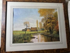 E De Marchi "A Country Landscape Scene" Mixed Media Painting - Signed/Framed