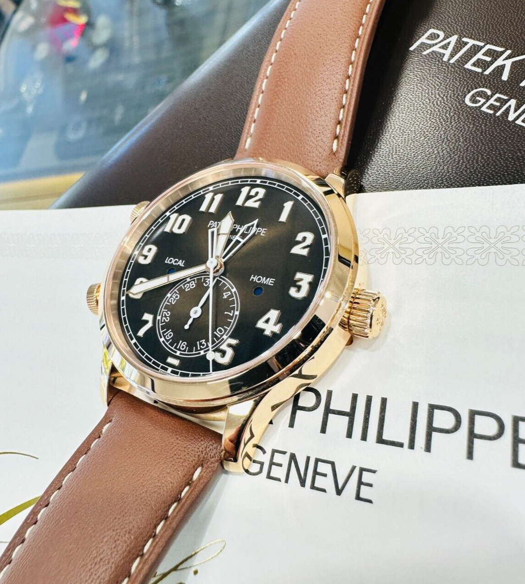 Rose Gold Patek Philippe Calatrava Pilot Travel Time Price Patek