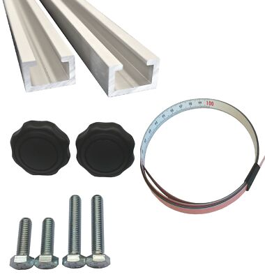 2x 1m Aluminium C Profil inkl Maßband selbstklebend Griffmuttern M6 Schrauben