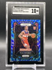 SGC 10 2023-24 Prizm Monopoly #90 Bilal Coulibaly Rookie SSP Blue Tiger Stripe